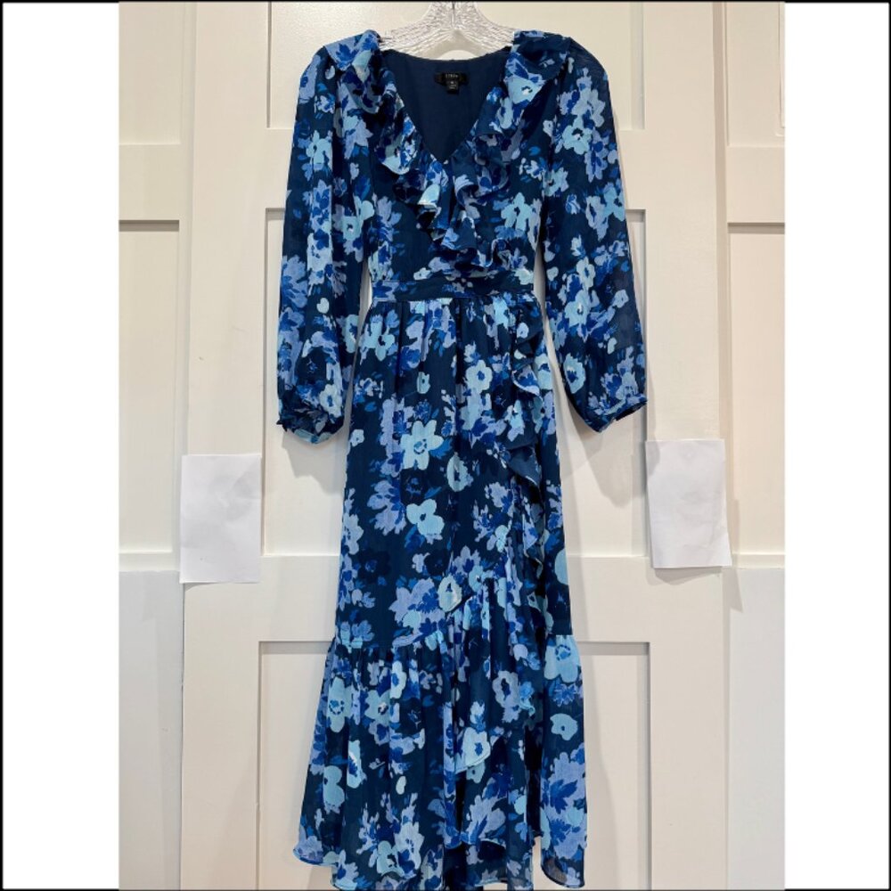 J.Crew Blue Floral Dress Size 0 LIKE NEW